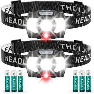 Jgd-Lampe Frontale Led(2 Pi&egrave;ces/1 Pi&egrave;ce), High Lumens Torche Frontale Puissante, Piles Comprennent, Multiples Modes D'&eacute;clairage, Ipx5 &Eacute;tanche Pour Camping, Jogging, P&ecirc;che - Neuf