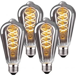 Ampoule Vintage Led E27, Ampoule Vintage Dimmable E27 4w St64 E27 Led, Ampoule E27 Vintage Edison Led E27 Idéale Pour La Nostalgie Et L'éclairage Rétro - Verre Gris Fumé - 4 Pièces¿St64 Yhs¿ - Neuf