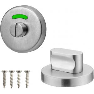 Rosace WC en acier inoxydable 304 avec indicateur de reçu, serrure à loquet rotatif pour portes de salle de bain et de toilettes, 53 x 28 mm, argent, ronde, brossée - Neuf