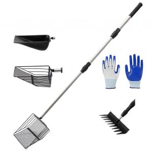 Poulailler Pelle - Poign&eacute;e T&eacute;lescopique, 4-T&ecirc;te De Pelle Pour La Volaille D&eacute;chets, Enl&egrave;vement Du Fumier, &Agrave; La Ferme De Maintenance - Neuf