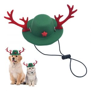Chapeau De No&euml;l Pour Animaux De Compagnie Avec Bois De Renne Pour Chiens Et Chats - Accessoire De D&eacute;guisement Pour Les F&ecirc;tes - Neuf