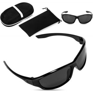 Kathlelxh-Lunettes De Soleil Polarisées Pour Homme, Protection Uv400, Noir Mat, Lunettes De Soleil Enveloppantes, Style Rétro Classique, Lunettes De Soleil Ultra Légères Pour Conduite, Cycli[H1496] - Neuf