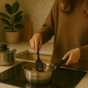 Batterie De Cuisine Arthur Martin 20 Pièces En Inox Tous Feux Avec Ustensiles Et Poignée Amovible - Neuf