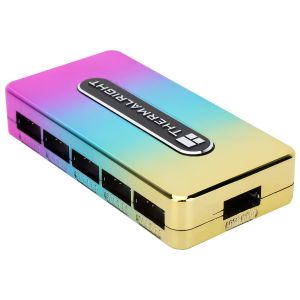 Contr&ocirc;leur ARGB HUB Rev.A,bloc d'alimentation SATA,prise en charge de 10 groupes de ventilateur ARGB,contr&ocirc;leur de ventilateur PC 10 ports &agrave; 3 broches pour &eacute;clairage ARGB,hub de - Neuf