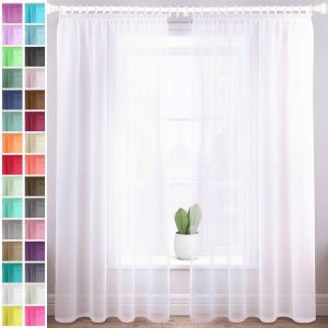 Lot De 2 Rideaux En Voile Tissé Pour La Cuisine, Avec Embrasses Incluses (28 Couleurs Disponibles) - Neuf