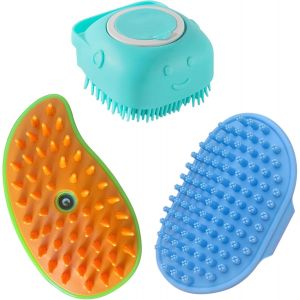 Fchhk-3pcs Brosse De Toilettage Pour Chien Chat Brosse De Bain Pour Animaux De Compagnie Peigne En Caoutchouc De Massage Outil De Shampooing Pour Animaux De Compagnie Épurateur De Chien (Vert Bleu) - Neuf