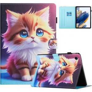 Kal-Coque Pour Tablette Samsung Galaxy A9 8.7 Pouces (Sm-X110/Sm-X115) &iquest;&iquest;Tui En Cuir Housse Pu Flip Cover Avec Support Portefeuille Magn&iquest;&iquest;Tiquepour Galaxy Tab A9,Chat Jaune - Neuf