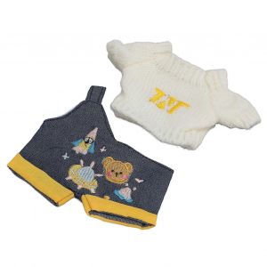 Peluche poup&eacute;e v&ecirc;tements 20cm ours salopette pull Kpop v&ecirc;tements accessoires coton tissu blanc - Neuf