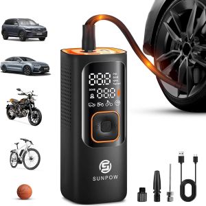 Mevronisshop-Pompe &Agrave; Air &Eacute;lectrique 2 X Rapide, Pompe &Agrave; Air Sans Fil, Portable, Mini Compresseur Avec 150 Psi 12 V Dc, Double Cylindre En M&eacute;tal, &Eacute;cran Tactile Lcd, Pour Voiture, V&eacute;lo, Pick-Up Suv - Neuf