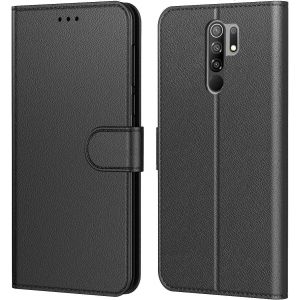 ELVORIX-Etui Coque pour Xiaomi Redmi 9,Plusieurs Couleurs Disponible,Protection Etui Housse Premium en Cuir PU,Fermeture Magn&eacute;tique pour (Redmi 9 (6,53 Pouces), Book Noir) - Neuf