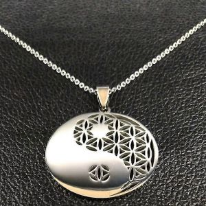Yin Yang Fleur De Vie Collier En Acier Inoxydable Pour Femmes Hommes Couleur Argent Colliers & Pendentifs Bijoux Bisuteria N428-Qkcs02 - Neuf