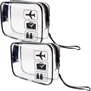 KALANKA-2PCS Trousse de Toilette Transparente, Trousse Toilette Femme Homme Voyage,PVC Étanche Trousse de Maquillage, Sac de Rangment pour Voyage Avion Transparente Maquillage, Noir - Neuf