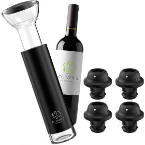 Tianyi-® Bouchon Économiseur Pour Bouteille De Vin De Qualité Supérieure - Pompe À Air Avec 4 Bouchons - Préserve Le Vin Plus Frais Plus Longtemps - Remplace Les Bouchons En Liège - Neuf