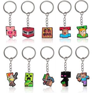 KAL-10Pcs Porte-Clés Enfant, Keychain, Porte Clef Garçon, Dessin Animé, Mini Jeux, Pour Enfants - Neuf