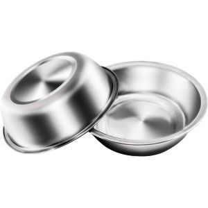 Stainless Steel Bowls For Cats Or Small Dogs,High Quality Stainless Steel Bowls For Water And Food Set Of 2 Bowls (16 Cm/6.3 Inches) - Neuf