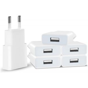 KAL-Chargeur Usb 5V / 1A 6Pack Mini Usb Mural Chargeur Secteur Usb Adaptateur De Prise Universel Compatible Avec Iphone Apple, Samsung, Nexus, Nokia, Huawei, Xiaomi, Htc, Sony, Lgtablettes, Mp3 - Neuf