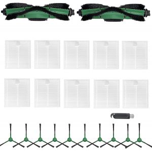Pieces de Rechange Compatibles Irobot Roomba Essential Aspirateur 100 1000 Series 104 105 106 108 Vac Combo Accessoire Y0110 Y0140 Q011 Q0120 Q0520 Inclut 2 Rouleaux Brosse et 10 Brosses - Neuf