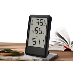 Hygrom&egrave;tre-thermom&egrave;tre num&eacute;rique avec horloge et moniteur d'environnement int&eacute;rieur - Neuf