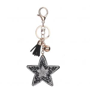 Porte-Cl&eacute;s Anneau Mode Pu Star Mignon Glands Porte-Cl&eacute;s Porte-Cl&eacute;s Sac D&eacute;coration (Noir) - Neuf