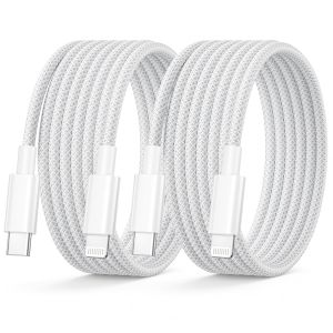 KALANKA-Cable iPhone 2M Lot de 2 [Apple MFi Certifi&eacute;], Cable USB C Lightning Charge Rapide Nylon C&acirc;ble Lightning Fil Chargeur iPhone cable Cordon pour iPhone 14 13 12 Mini 11 Pro Max X XS XR 8 Plus S - Neuf