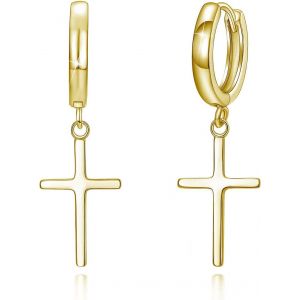 Boucles D'oreilles Croix Boucles D'oreilles Créoles Collier Croix Argent Sterling 925 En Femmes Filles Garçons Hommes Cadeau De Noël.[X2889] - Neuf
