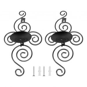 Hjlian Lot De 2 Bougeoirs Muraux Pliables De Style Europeen En Fer Forge, Style Tourbillon, Decoration D'interieur, Noir - Neuf