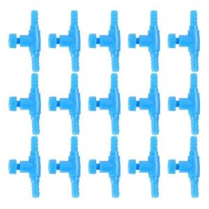 Lot De 25 Vannes D'aquarium En T - R&eacute;gulateurs De D&eacute;bit D'oxyg&egrave;ne Professionnels Pour Aquariums, Abs Durable, Installation Facile, Bleu - Neuf