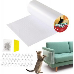 Protege Canape Griffe Chat, 10 Pcs Protections Anti-Rayures Pour Meubles Avec 60 Vis, Protecteurs Anti-Griffes Chat Protection De Meubles Porte Mur Canap&iquest;&iquest; En Tissu - Transparent - Neuf
