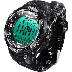 10 Atm,Montre Étanche Avec Fonction Chronomètre Et Alarme,Double Usage,Fonction Chronomètre,Affichage De L'heure,Minuterie Compte,Format 12/24 Heures - Neuf