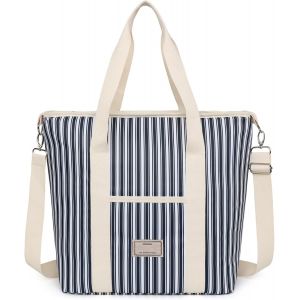 Sac Isotherme Repas 15l/29l Grand Capacité Sac Lunch Bag Floral Cooler Bag Portable Avec Bandoulière Réglable Pour Déjeuner Travail Ecole Plage Pique-Nique (29l,B-Marine Rayure) - Neuf