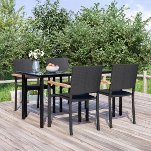 Prolenta Premium - Ensemble À Manger De Jardin 5 Pcs Noir Résine Tressée - Neuf