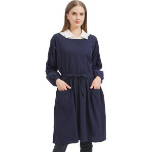 Ulteronixshop-Tablier long pour femme en coton et lin Tablier &agrave; manches longues Combinaison avec poches pour la cuisine - Neuf