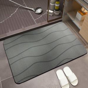 Kal-Tapis De Bain Antidérapant 40x60cm, Tapis Salle De Bain Diatomite, Tapis De Sol Super Absorbant, Tapis De Douche Pour Salles De Bains, Cuisines, Chambres À Coucher, Eviers, Gris - Neuf