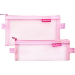 Trousse Transparente Scolaire, Pink Petite Pochette Trousse Rangement for Kids Pochette Zip Trousse Transparente Trousse De Toilette Transparente pour Femme 2 Tailles (Lot de 2) - Neuf