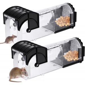 ChenQuanSarl-2Pcs Piege A Souris Vivante, Pièges À Souris Sans Cruauté, Professionnel Sensible Tapetteà Souris Attrape, Tapette Avec Appat, Attrape Souris Pour Garage, Grenier Jardin Maison Cuisine - Neuf