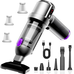 Aspirateur &agrave; Main, 26000Pa Aspirateur Voiture Puissant Sans Fil &Eacute;quip&eacute; d'un Moteur Sans Balais, 6000mAh, Trois R&eacute;glages d'aspiration, souffle et aspiration pour les Cuisines, les Maisons et les Poils - Neuf