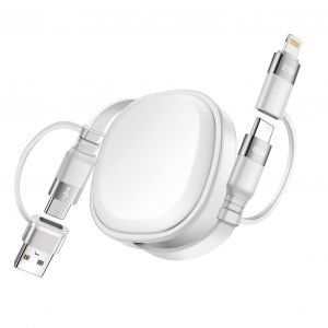 TRAHOO-C&acirc;ble de Charge Multi 60W, C&acirc;ble de Charge Rapide R&eacute;tractable 5 en 1, C&acirc;ble Charge Multiple avec Transfert de Donn&eacute;es, USB-C/A vers Lightning/USB C pour iPhone,iPad Pro/Air,Galaxy,Pixel - Neuf