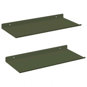 vidaXL &Eacute;tag&egrave;re Murale avec &eacute;tag&egrave;re 2 pcs Vert olive 40 x 18 x 2,5 cm - Neuf