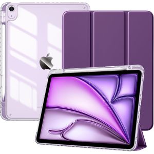 LORANKA-Coque pour iPad Air 11 Pouces (M3/M2-2025/2024), iPad Air 5e/4e G&eacute;n&eacute;ration (2022/2020) 10,9"", &Eacute;tui avec Porte-Stylet, Coque Fine Arri&egrave;re Transparente, Sommeil/R&eacute;veil Auto, Violet Fonc&eacute; - Neuf