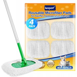 KALANKA-Chiffons en Chenille R&eacute;utilisables Compatibles avec Swiffer Balai, Nettoyage Efficace, Super Nettoyage pour Swiffer Lingettes Humides, Utilisable &agrave; Sec Et &agrave; L&iquest;Humide 4 Blanc (1 Sac &agrave; Linge) - Neuf