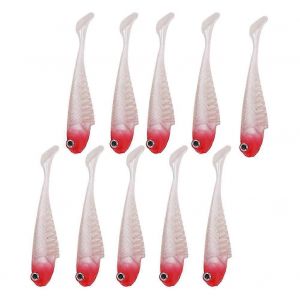 10pcs Fihsing Lures Réaliste Doux Appâts 3d Yeux Pêche Swimbaits (Rouge) - Neuf