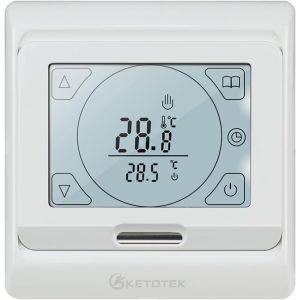 Thermostat Chauffage au Sol Electrique Programmable 16A avec Sonde, Numérique Thermostat d'ambiance Plancher Chauffant Régulateur Écran Tactile LCD - Neuf