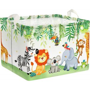 MEVRONISSHOP-Panier Rangement Animaux For&ecirc;t Panier &agrave; Linge Feuille Boite de Rangement Parent pour Organiser Jouet V&ecirc;tements, Lion Koloa &Eacute;l&eacute;phant, 40x30x30 cm - Neuf