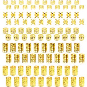 Kalanka-100 Pièces Bijoux Cheveux Tresse Doré, Bijoux De Cheveux Bague Cheveux Tresse Bijoux De Tresse De Cheveux Dreadlocks De Cheveux En Aluminium Bijoux Cheveux Doré Pour Femmes Hommes - Neuf