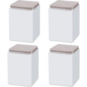 (Blanc 10 Cm) Lot De 4 Pieds De Support De Meuble, Rehausseurs Autocollants En Acier Carbone, Carrés 6 X 6 Cm, Pour Canapé, Lit, Meuble Tv, Rehausseur De Meuble, Hauteur 5 Cm/10 Cm, Noir/Blanc/Marron - Neuf