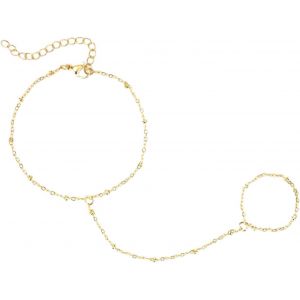 Kalsw-Cha&icirc;ne De Main,Bracelet De Cha&icirc;ne De Main En Acier Inoxydable Dor&eacute; Bracelet De Bague &Eacute;l&eacute;gant Bracelet De Cha&icirc;ne De Bague De Main Bracelet De Bague De Doigt En Strass Pour Filles Et Femmes - Neuf