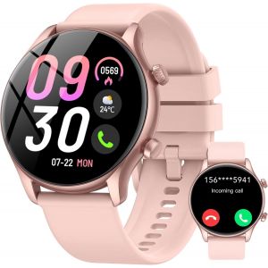 Montre Connectée Homme Femme, 1,39¿ Hd Écran Tactile Smartwatch Avec Appels Bluetooth, 120+ Sportifs Modes Montre, Montre Intelligente De Surveiller Cardio, Podometre Et Sommeil Pour Android Ios, Rose - Neuf