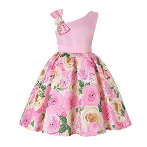 Robe De Princesse Fleurie Sans Manches Pour Fille (Rose 3) - Neuf