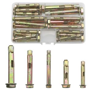Lot de 24 boulons d'ancrage, boulons extensibles pour mur, béton, brique, maçonnerie (M6/8/10) - Vis d'extension robustes assorties pour fixations murales (50/70/80 mm) - Neuf