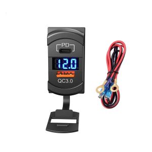 Chargeur USB Double 12-24V avec Voltm&egrave;tre Digital pour Moto, Bateau, - Neuf